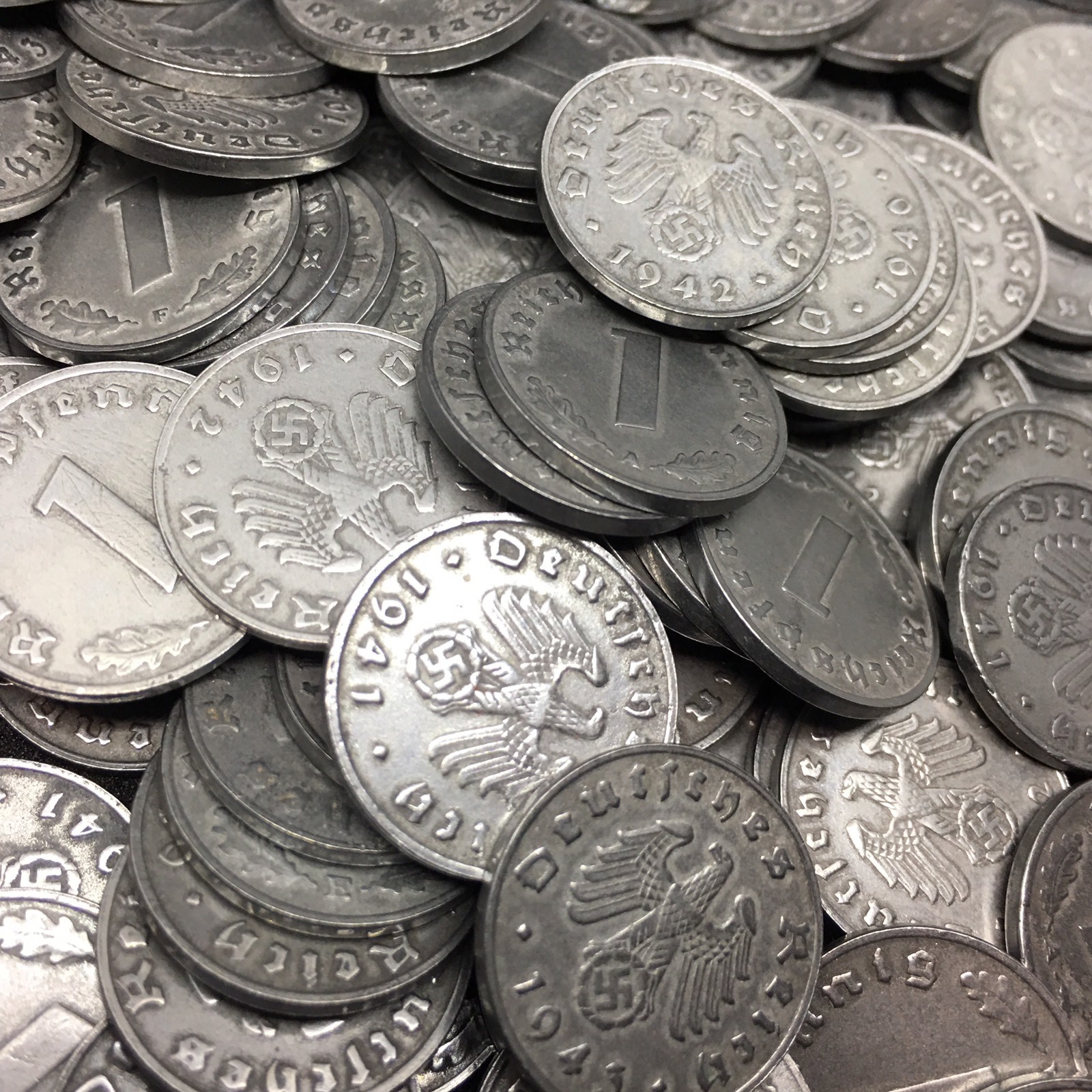 Rare World War 2 Germany Zinc 1 Reichspfennig 5 Coin Lot Circulated