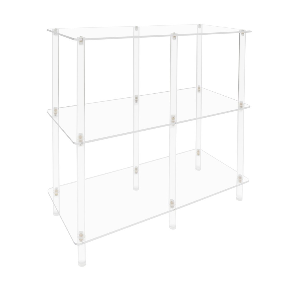 Acrylic Table, Small Entryway Table with Open Shelves, Clear Entry Table