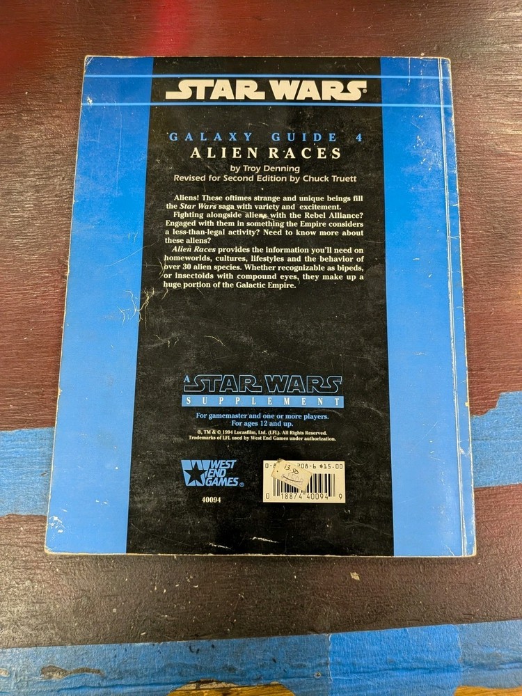 Galaxy Guide For Alien Races 40094 Star Wars West End Games