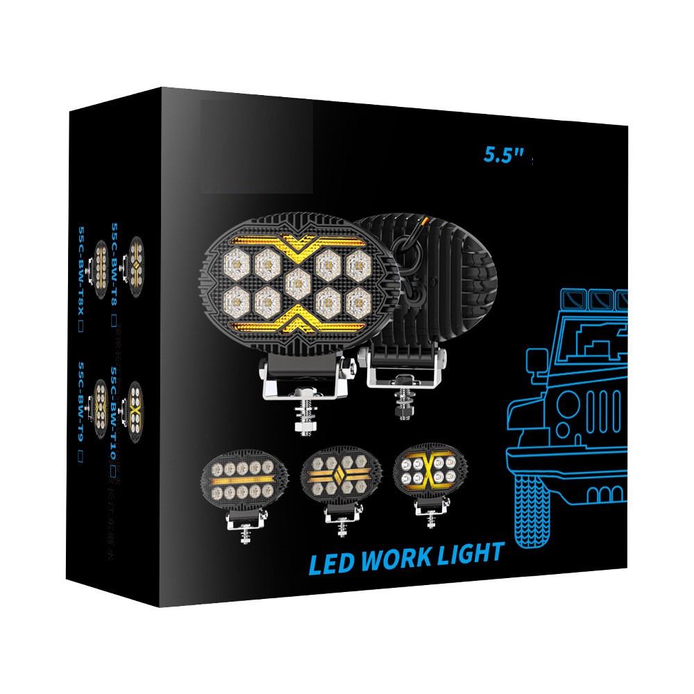 12v/24v Heavy Duty Ultra Bright Rectangular LED Work Light Lamp 5'' 11200 Lumen