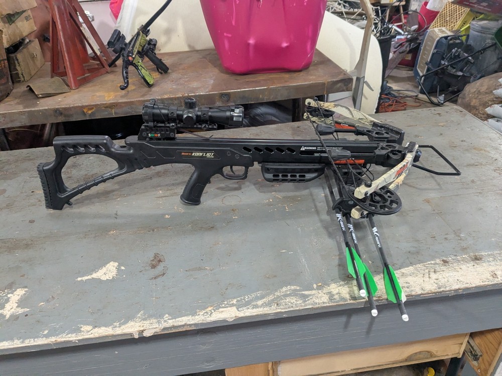 konfloit 405 cross bow with scope and arrows