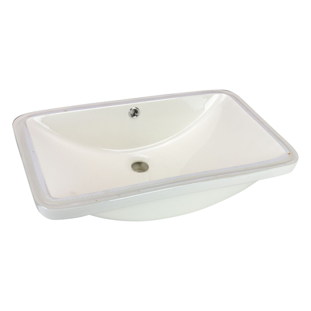 Moat Rectangular Shaped Undermount Bathroom Vanity Sink 24" X 15-3/4" Ivory