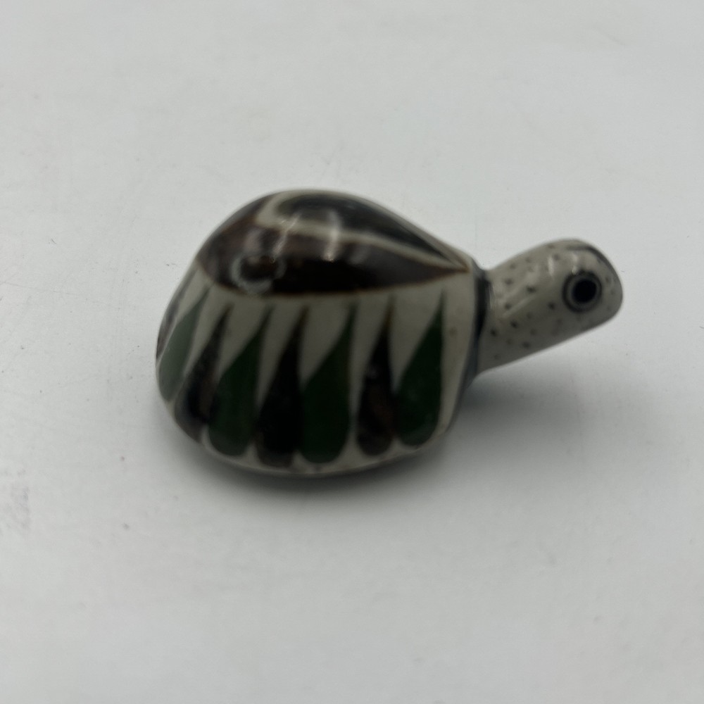 Turtle Figurine Tiny Miniature Ceramic Hand Painted Unmarked Flowered Shell Fig