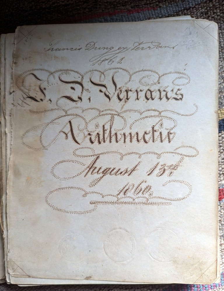 Victorian Era Schoolboy's Workbook, Aug 13, 1860, Cornwall Devon, England