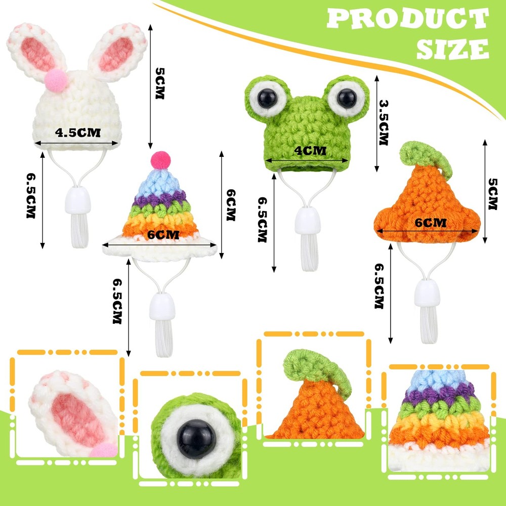 4 Pieces Hamster Hat Mini Small Animals with Adjustable Small, Multicolor