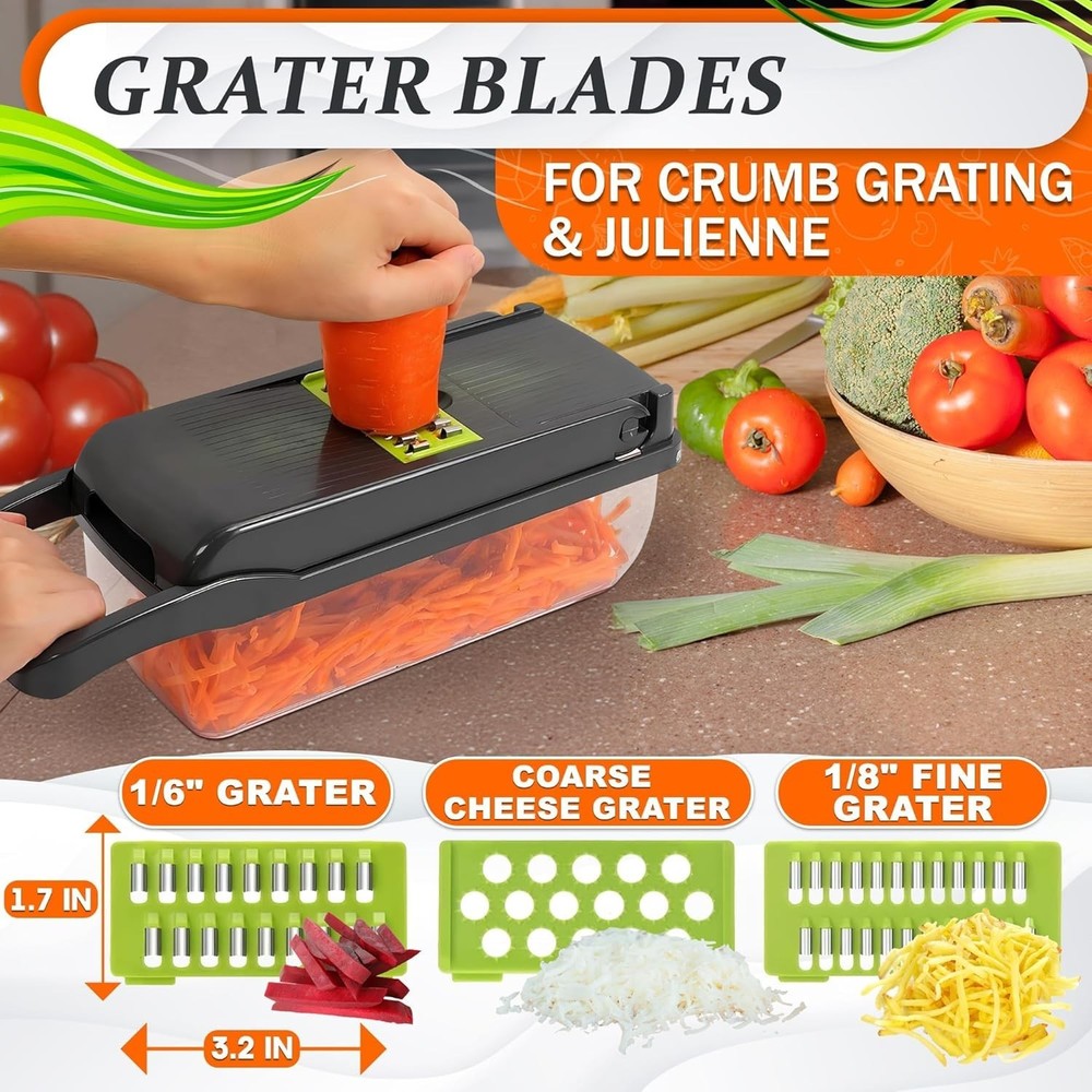 12-in-1 Vegetable Chopper Slicer Dicer Mandoline w/Container Kitchen Tool