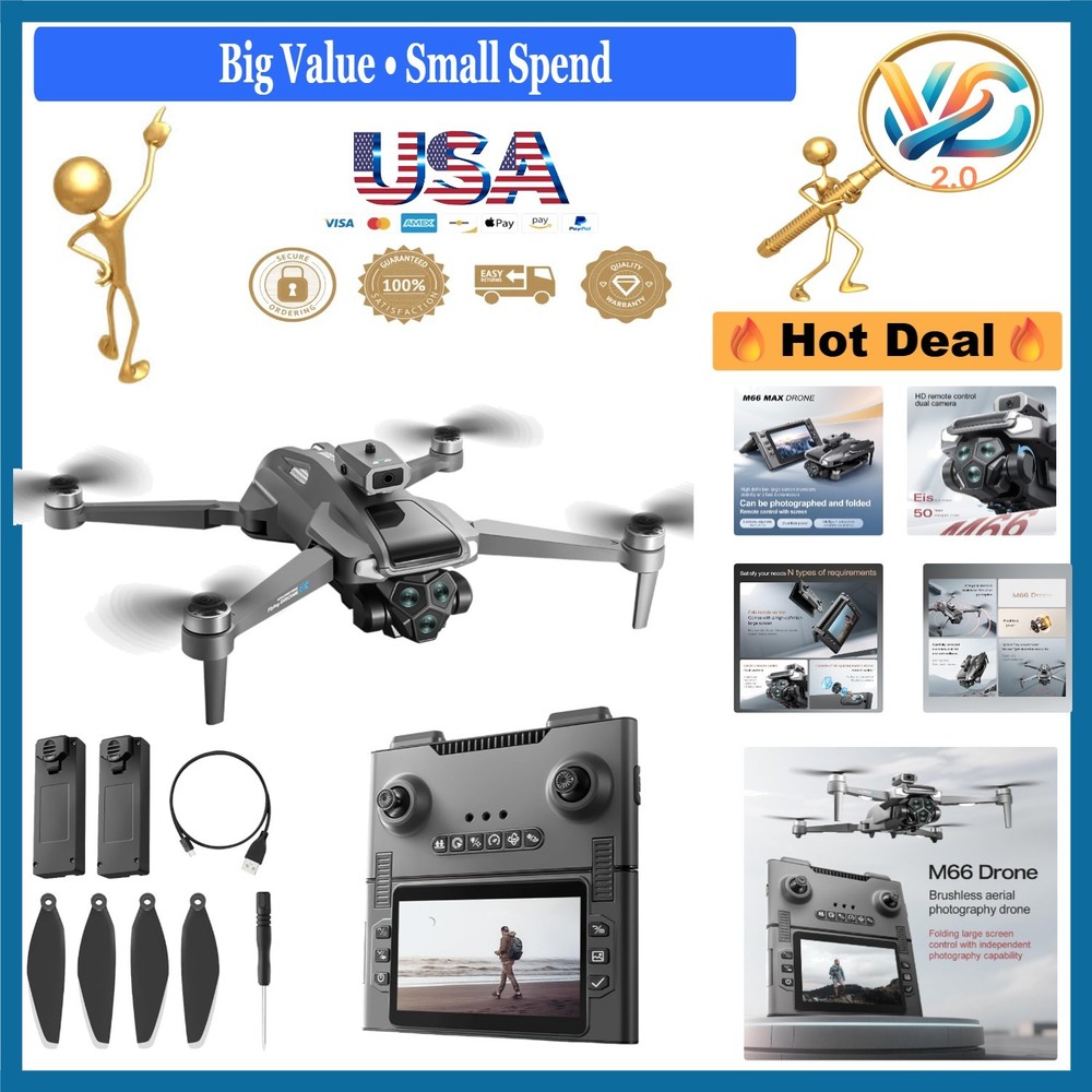Black Foldable Drone with 1080P Camera 2 Batteries Obstacle Avoidance