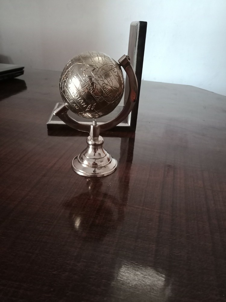 Brass Silver Globe Nautical World Geographic Mini Table Globe Bookend