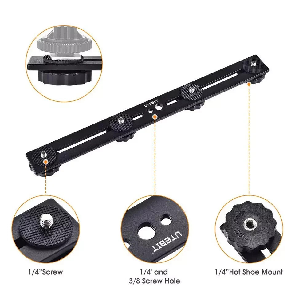 11 inch Flash Bracket, Long Dual Camera Mount Flash Bracket Extension Bar wit...