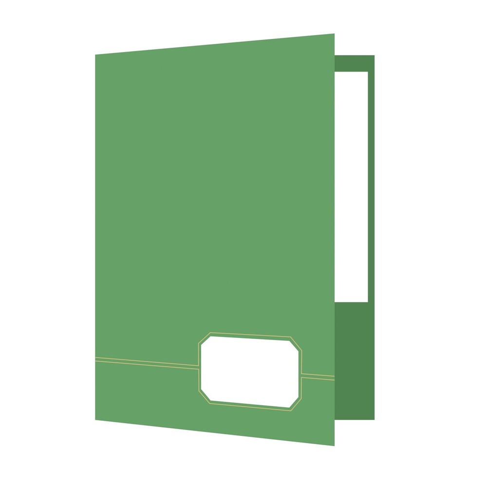 Green Gold Twin Pocket Folders 4 Pack Elegant Presentation Holds 80 Sheets