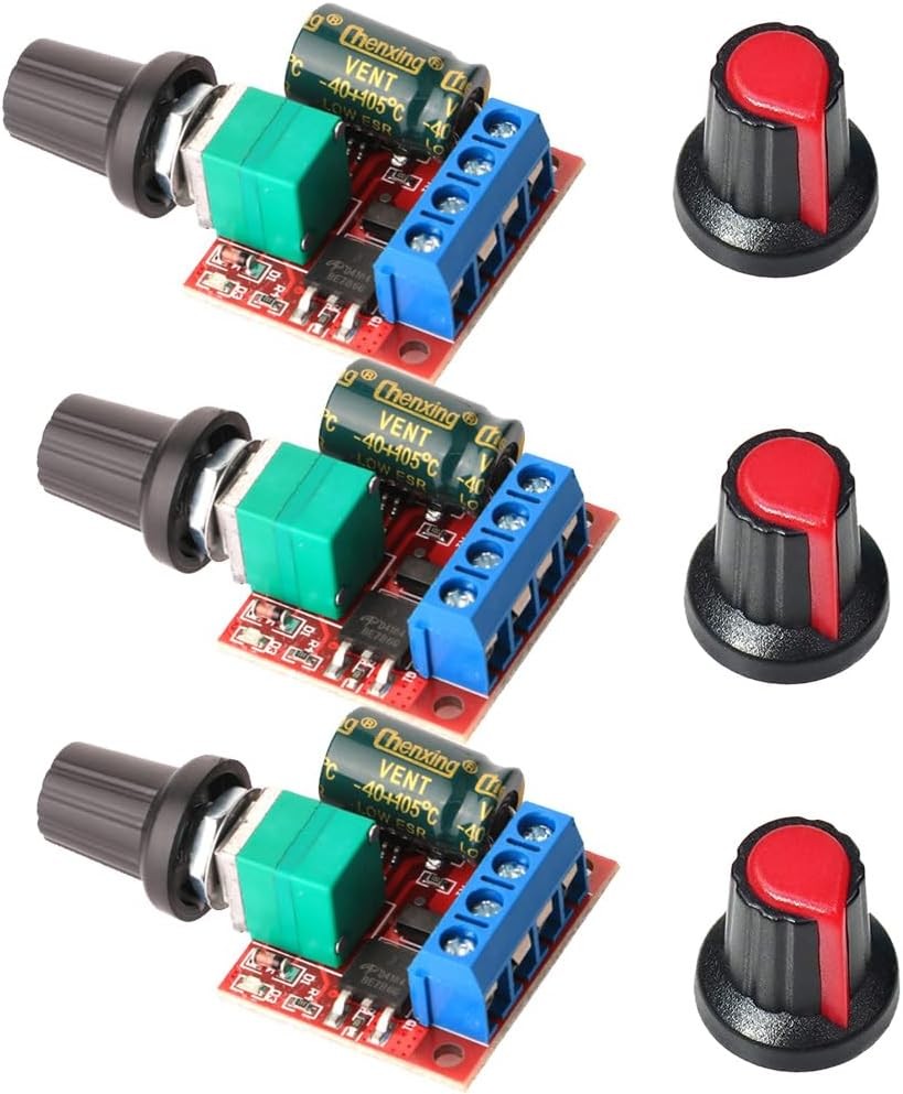 3pk 5A Mini PWM DC Motor Speed Controller - 5V 12V 24V 35V Variable Switch