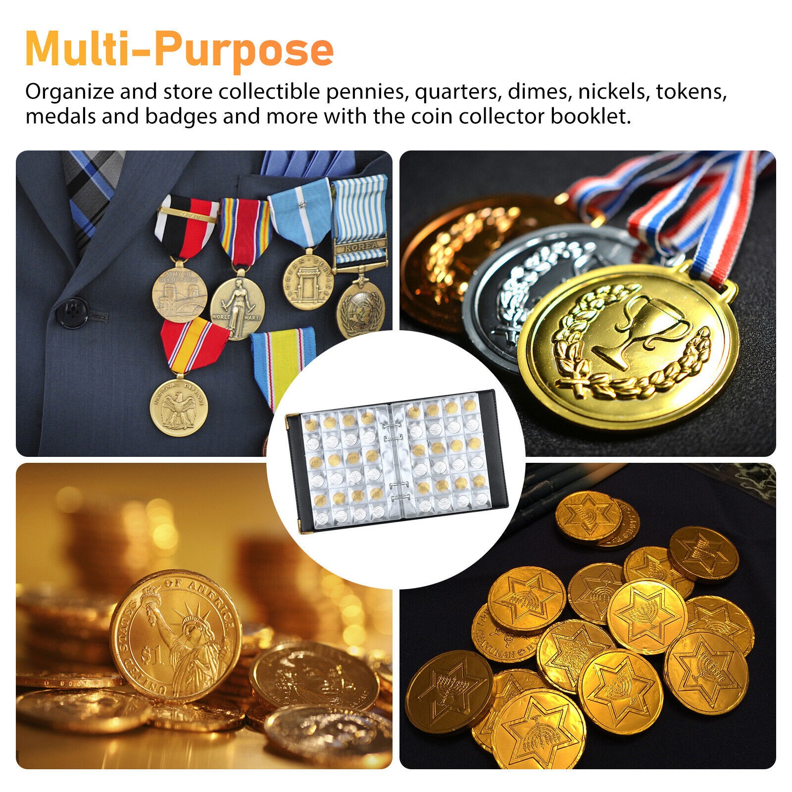 480 Pockets Coin Collection Book Holder Display Storage Case Album for Collector