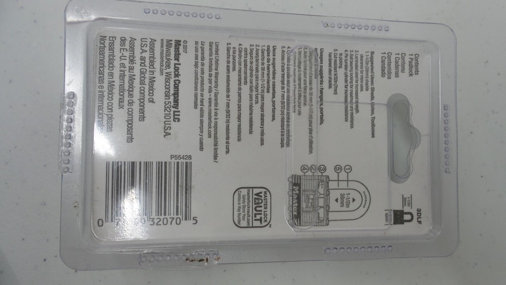 MASTER LOCK 3DLF PADLOCK (127889-1 J BY-22H)