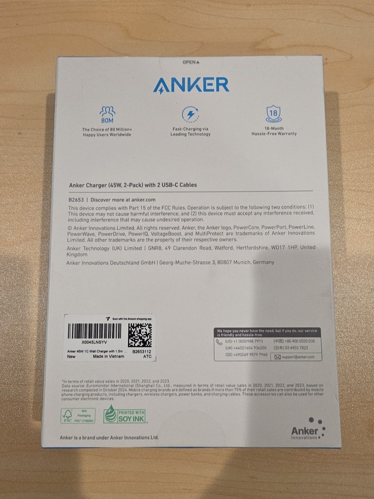 Anker 45W USB-C Fast Charger 2-Pack With USB-C Cables
