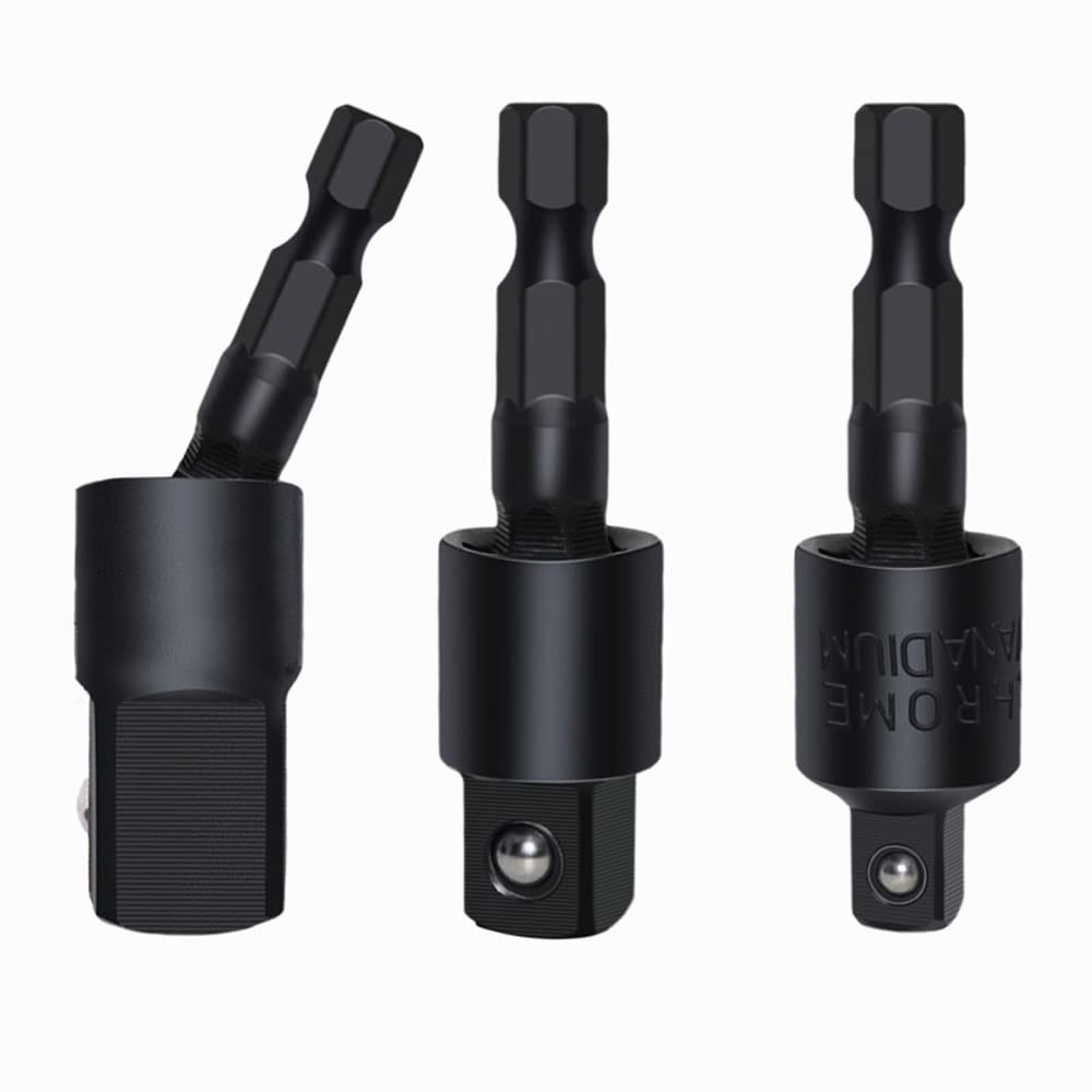Fongmore 3Pcs 1/4" 3/8" 1/2" Bits 360°Rotatable Impact Grade Socket One Size