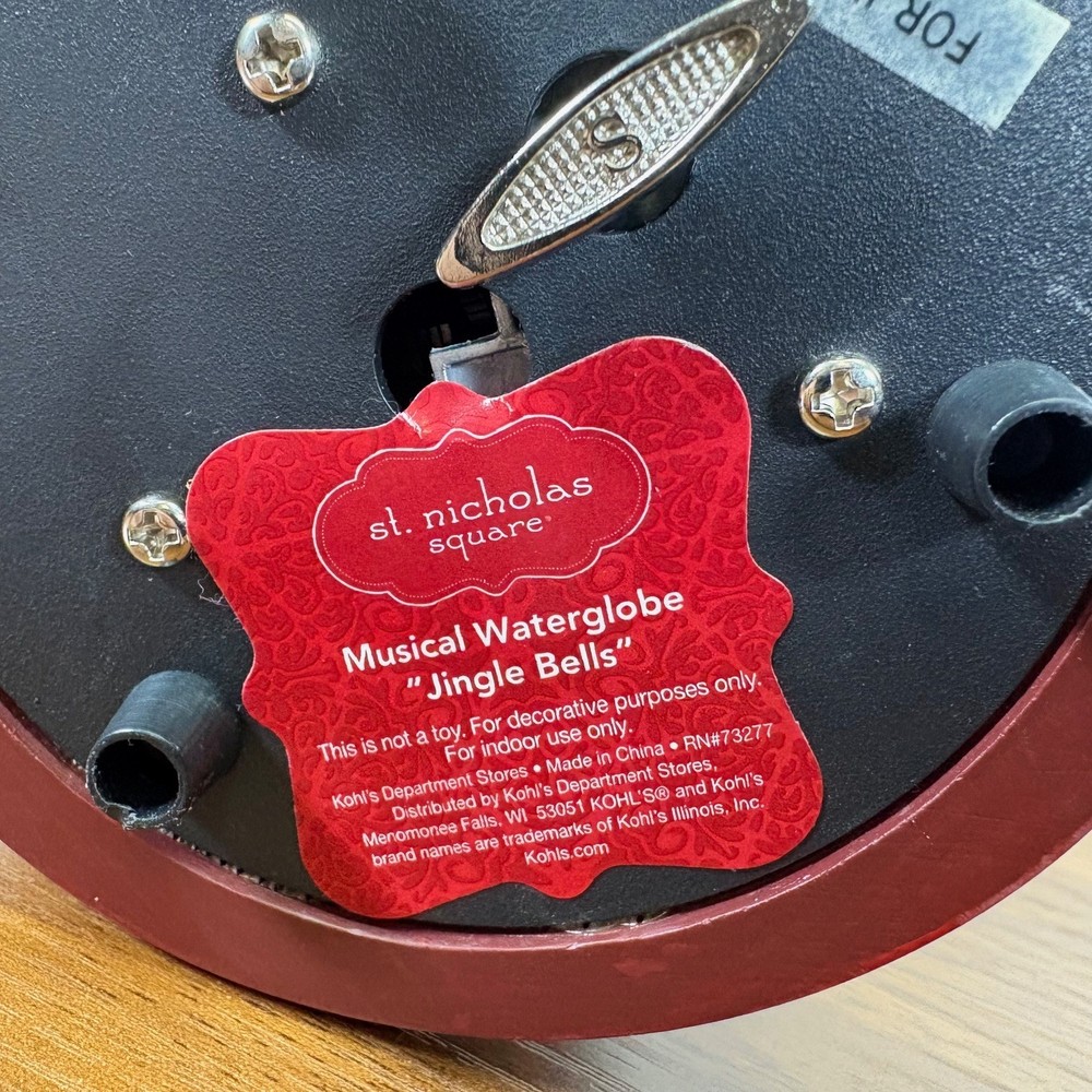 St.Nicholas Square Musical Snowglobe Jingle Bells 2012 Teddy Bear