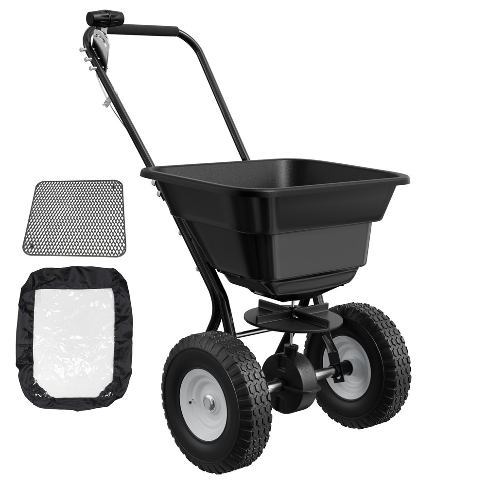 Push Lawn Spreader, 10ft Spreading Width, Broadcast Spreader with 80lbs Capacity