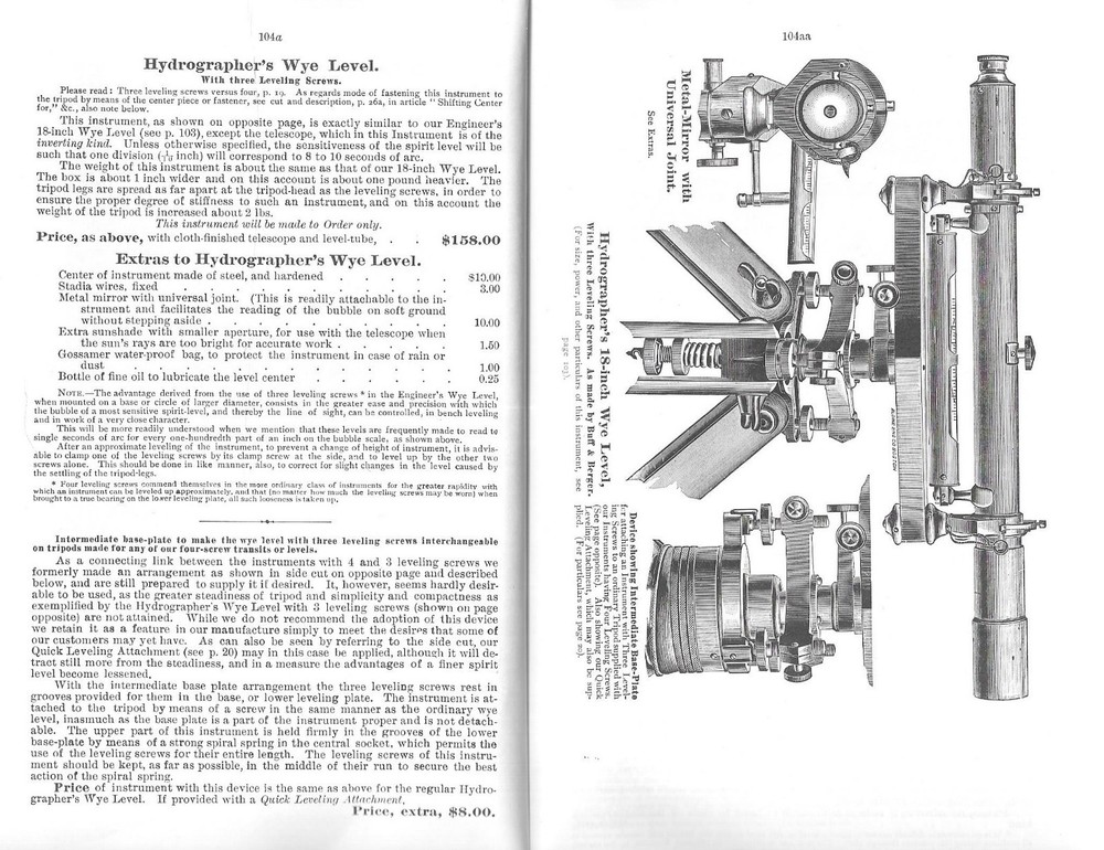 1897 BUFF & BERGER ENGINEERS' & SURVEYORS' INSTRUMENTS CATALOG