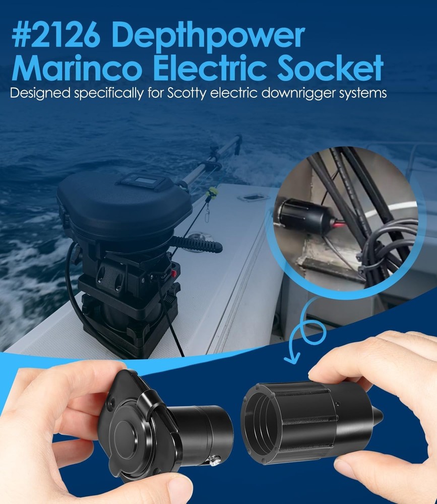 For Scotty Depthpower 2126 Electric Socket 12V Downrigger Receptacle