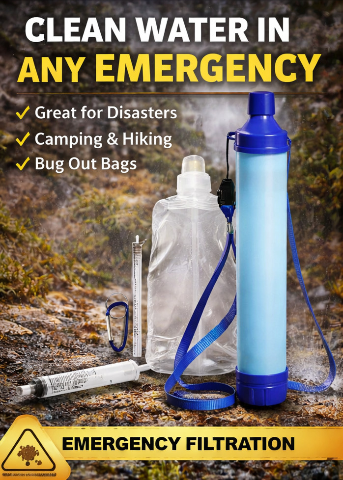 Emergency Water Filter Straw Survival Kit Prepper Disaster Ready Purifier