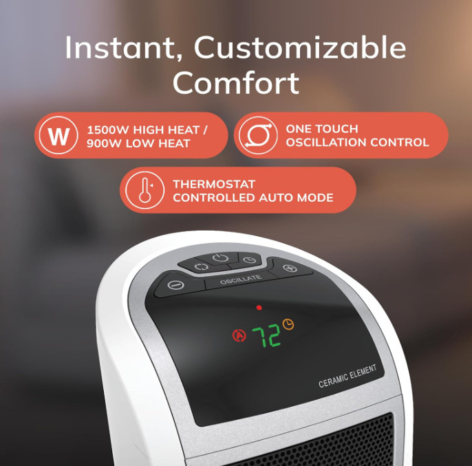 1500W Ceramic Tower Heater – Oscillating Digital Heater with Timer & Remote