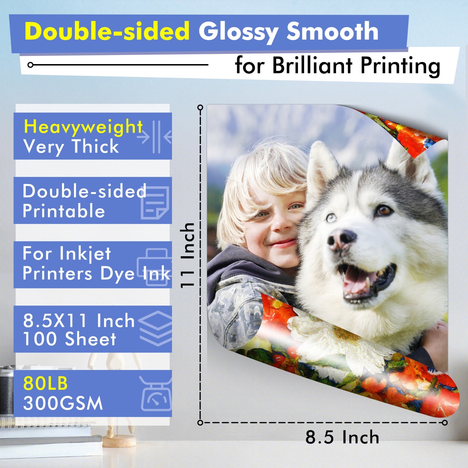 300 Sheet Koala Double Sided Glossy 80LB Photo Paper 8.5x11 Picture Paper Inkjet