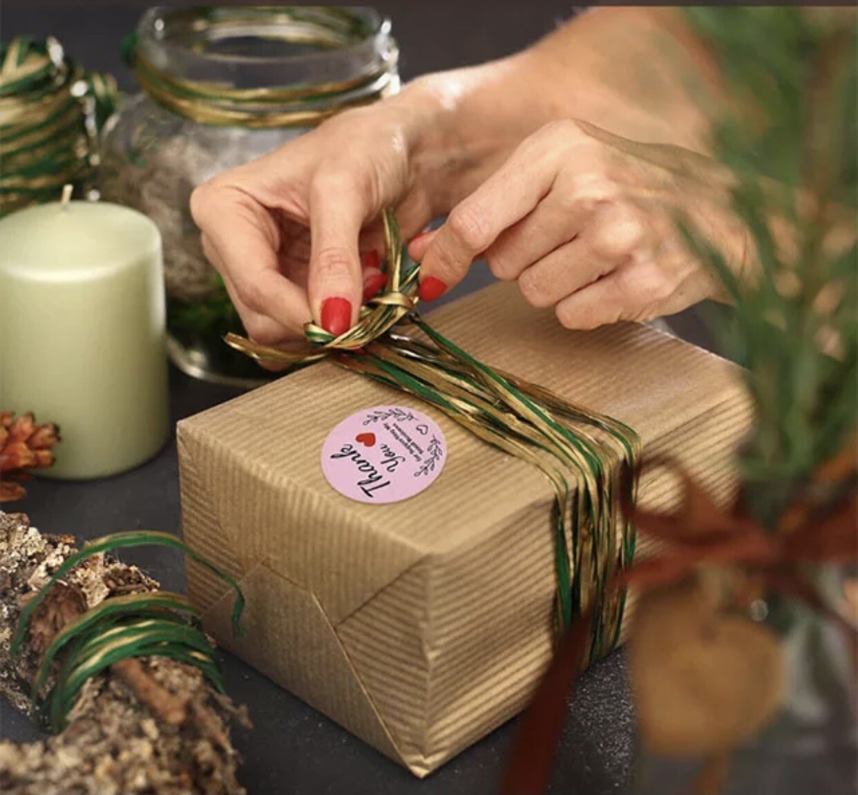 2 Roll of 1000Pcs 1" Thank You Stickers Handmade DIY Party Flowers Round Labels