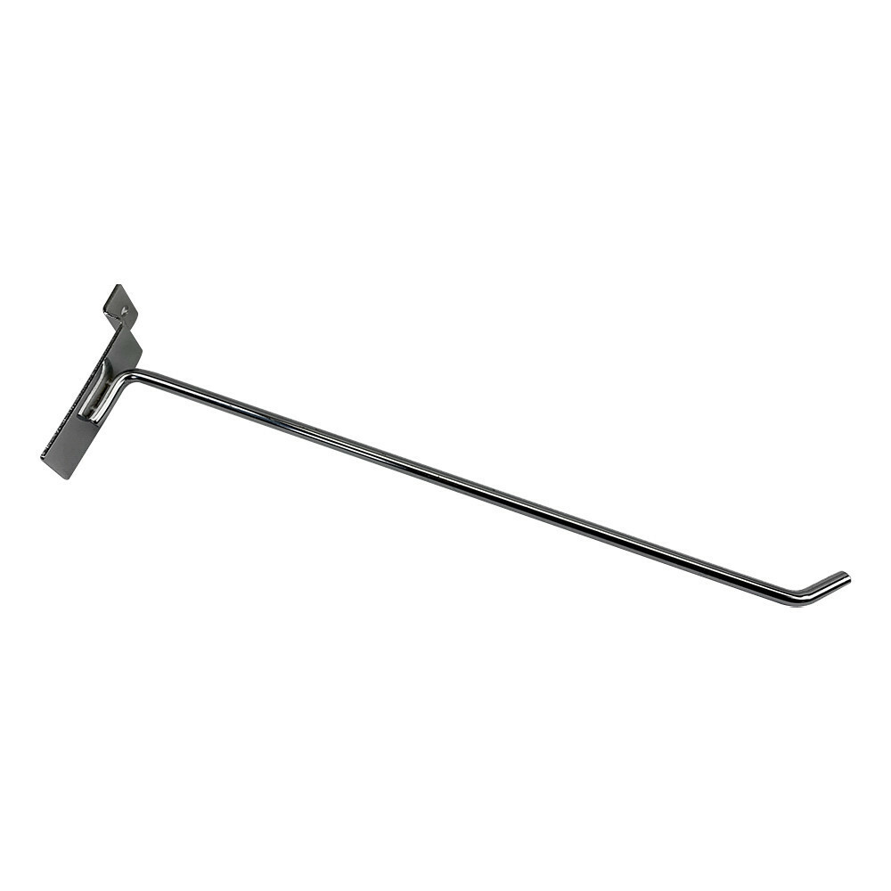 12" Slatwall Hook Panel Display Hooks, 1/4" Thickness Metal, Chrome - PACK 24