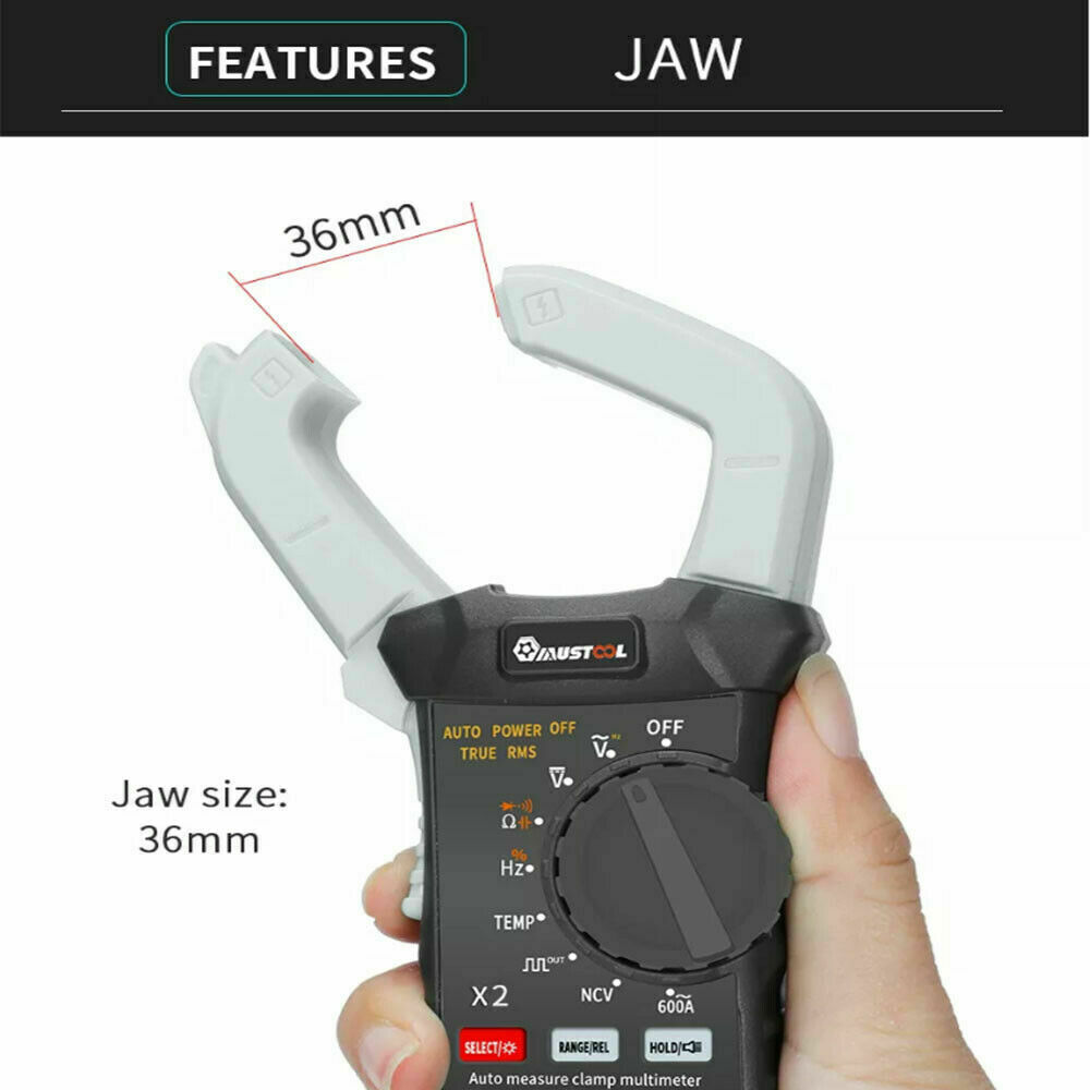 6000 Counts True RMS Clamp Meter AC DC Voltage & Current Digital Multimeter