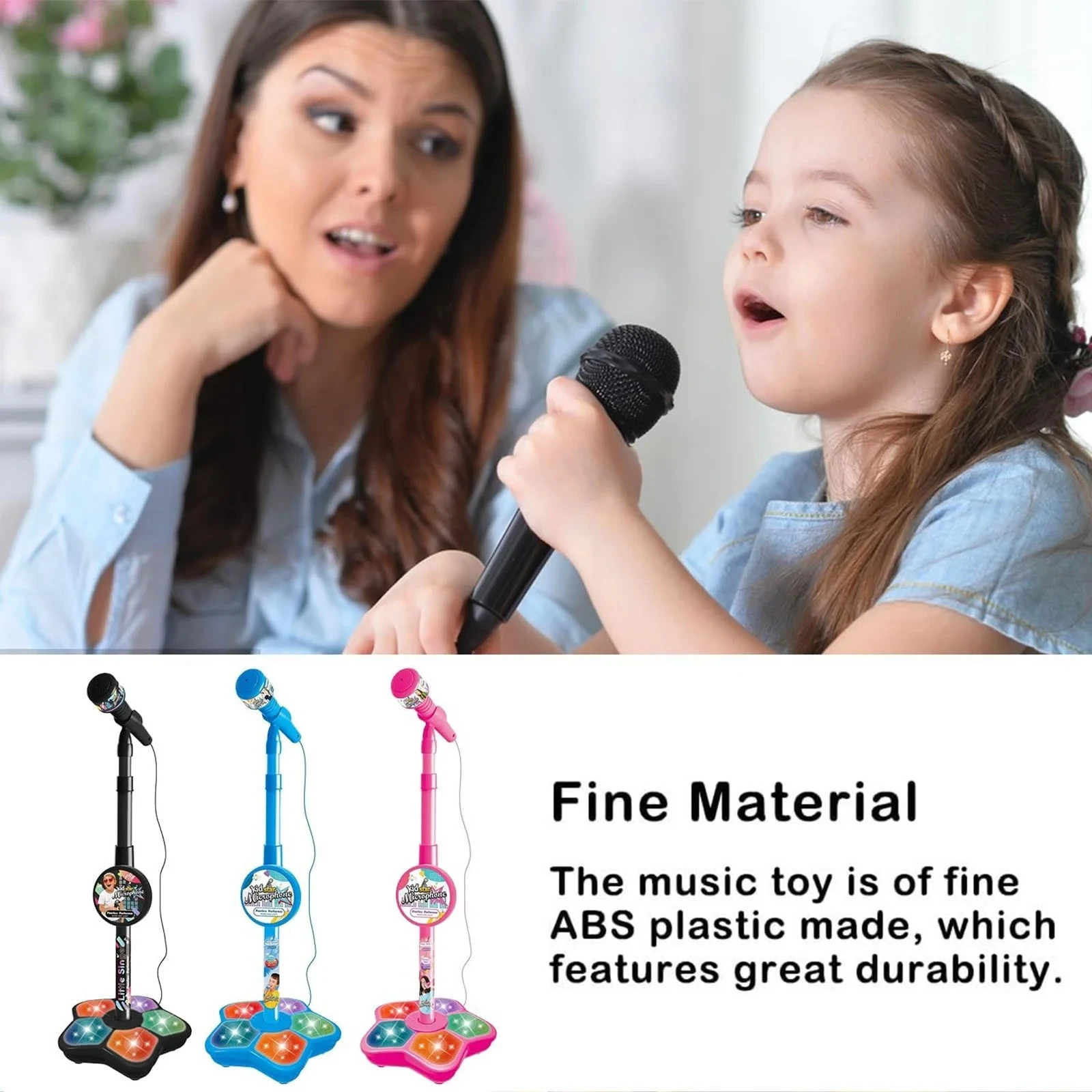 Stand Up Microphone Kids Child Microphone with Adjustable Stand for Kids Karaoke