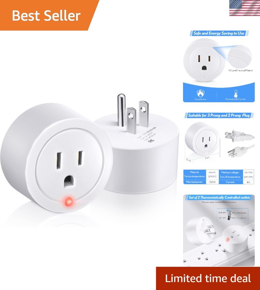 Efficient 2-Pack Thermostatic Temperature Control Outlets - Ideal for Winter Use