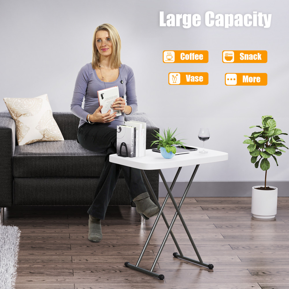 20x30" White Folding Table Portable and Adjustable Small Table