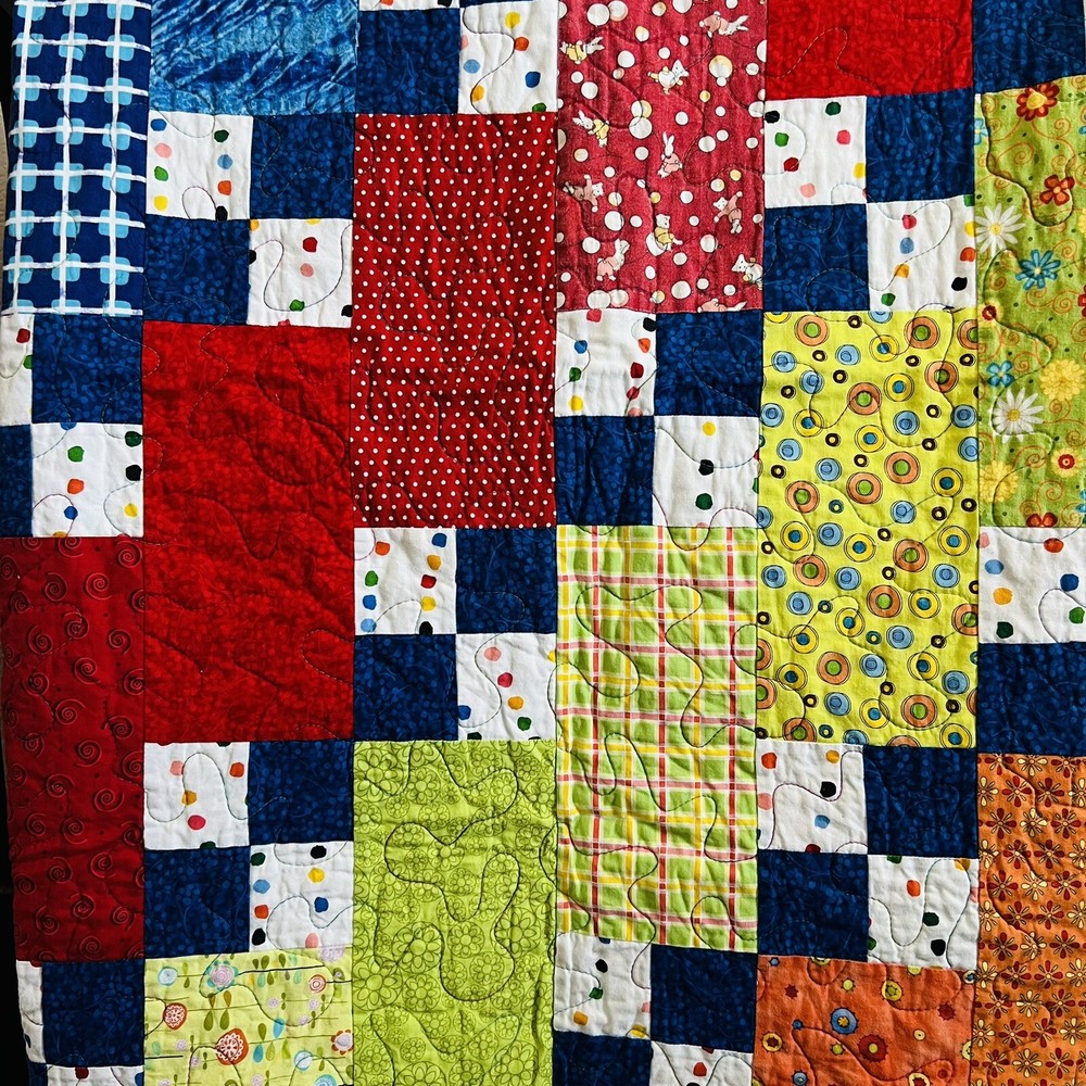 38”x52” Beautiful Handmade Optimistic Quilted Throw.