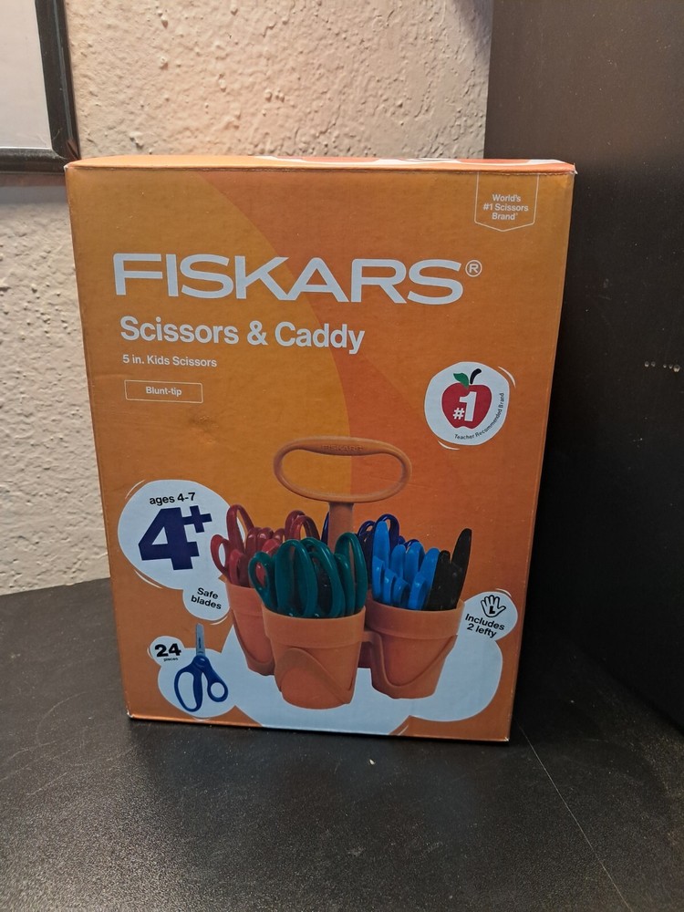 Fiskars 5" Rounded Kids Scissors Classpack Caddy, 24 Pack NEW School