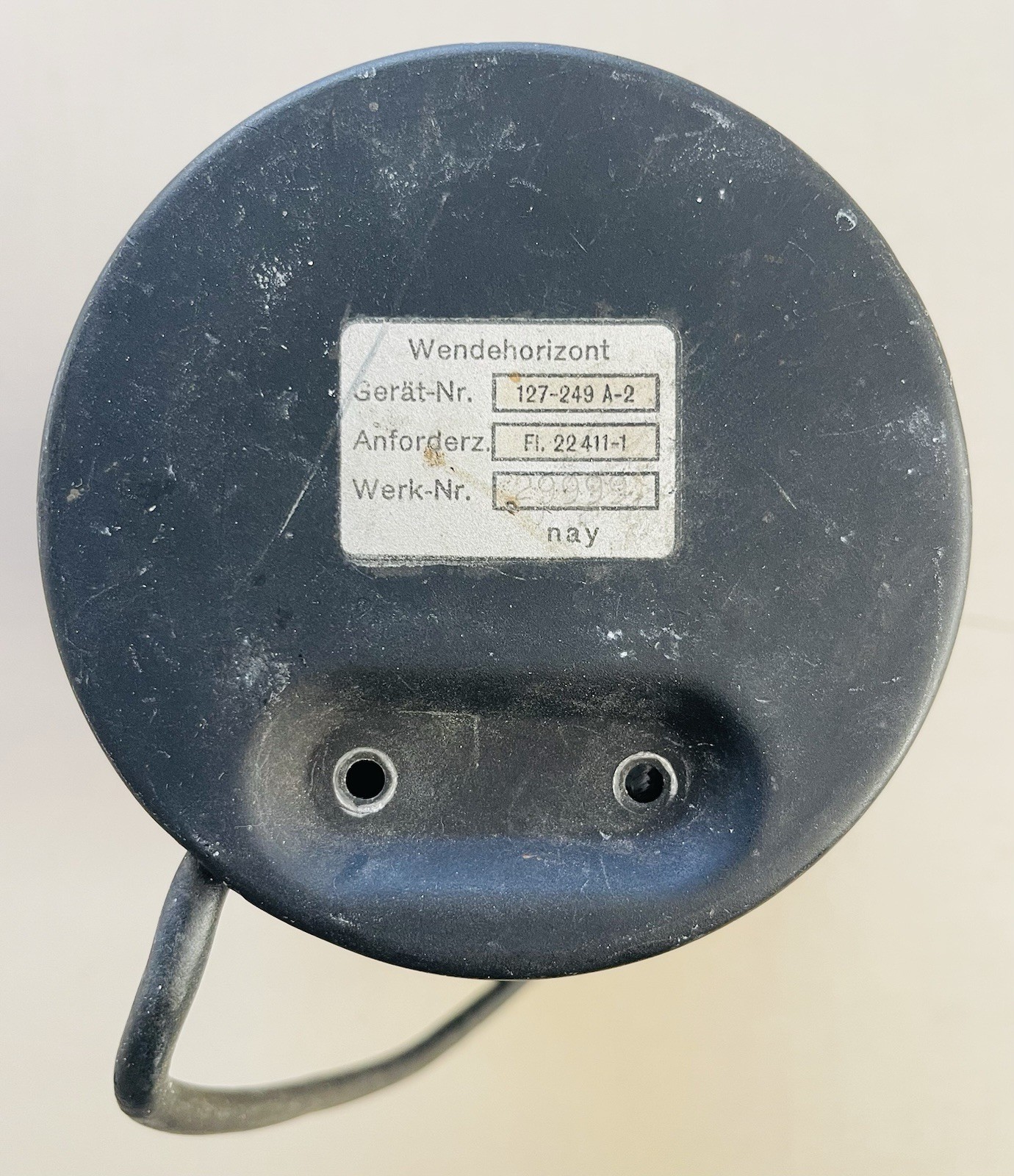 WW II German Aircraft Instrument - Artificial Horizon Wendehorizont Fl 22411-1