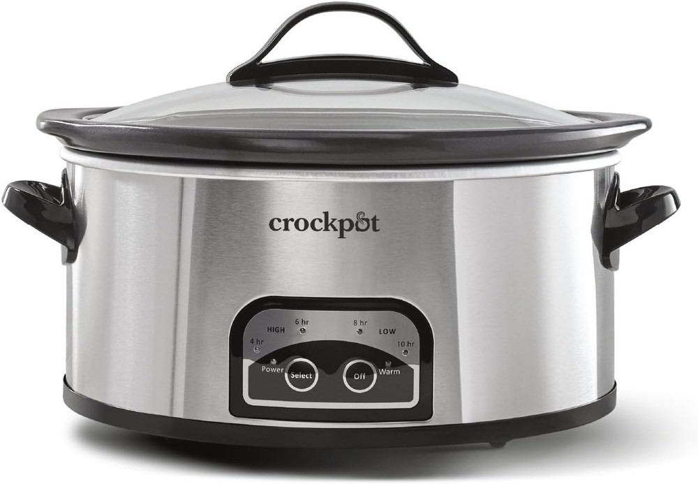 Large 8-Quart Programmable Slow Cooker W/ Auto Warm Setting Black Stainless