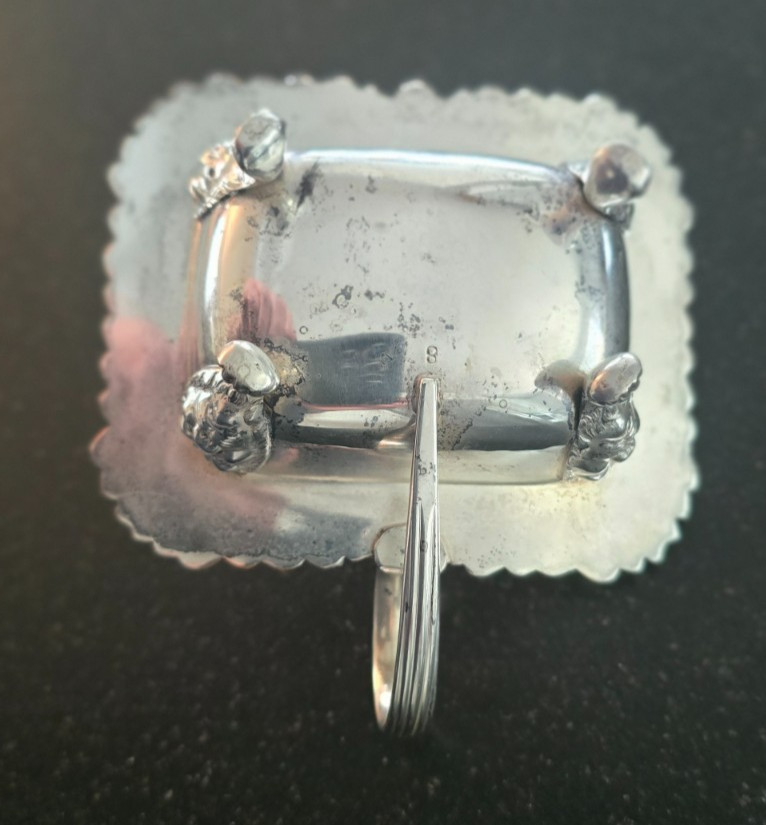 Vintage Lidded Silver Plated Clam Shell Condiment/Salt Dish With Spoon