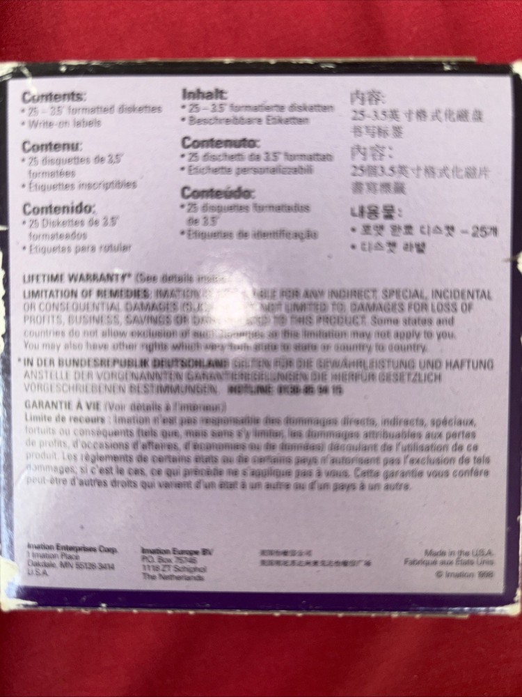 Imation 2HD IBM Formatted High Density Diskettes - 25 Pack - Floppy Disks - NEW