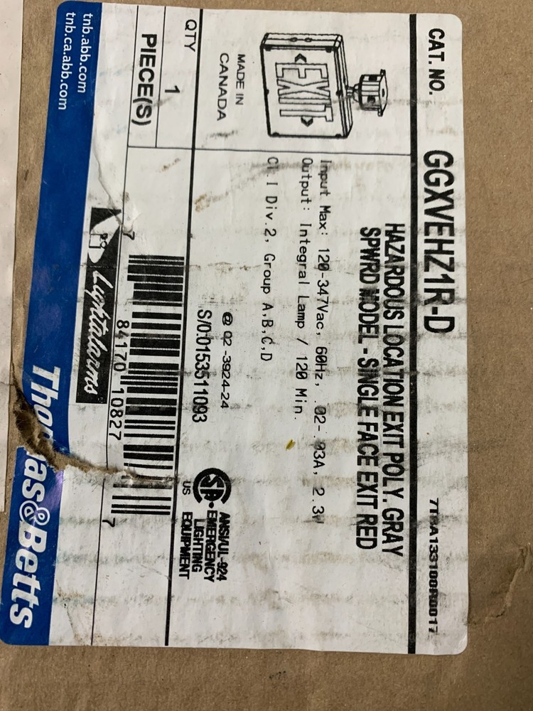 THOMAS & BETTS GGXVEHZ1R-D EXPLOSION PROOF EXIT LIGHT...13