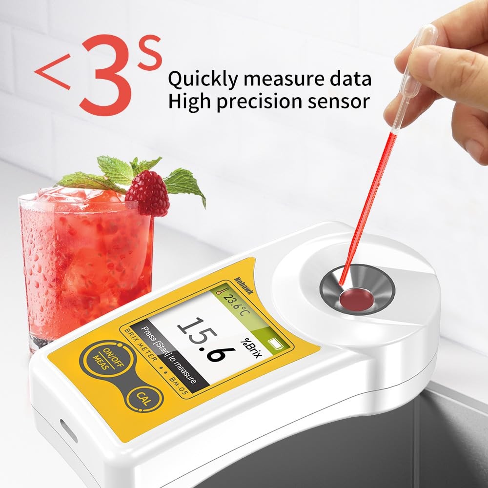 Digital Brix Refractometer Flagfront brix Meter USB C Yellow