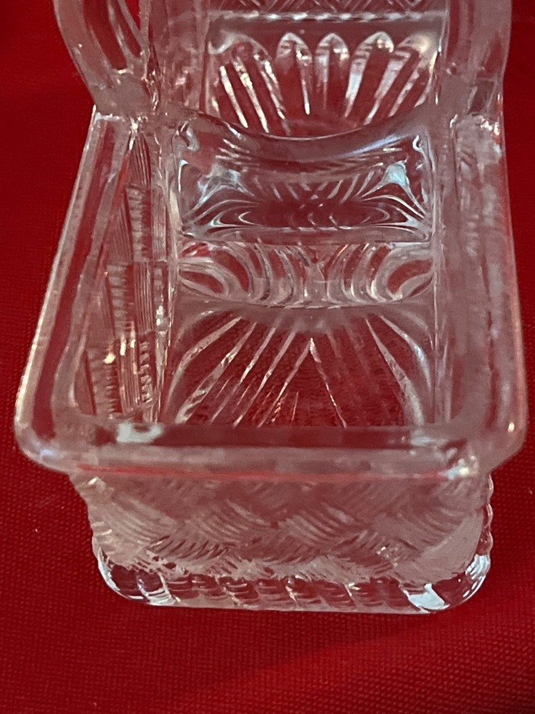 Master Salt Cellar EAPG Clear Glass Handled Divided Trinkets Condiment Packets