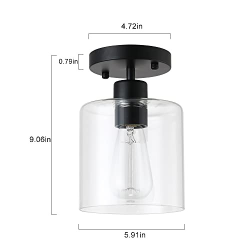 Black Modern Semi Flush Mount Ceiling Light,Rustic Ceiling Light black 1 pack