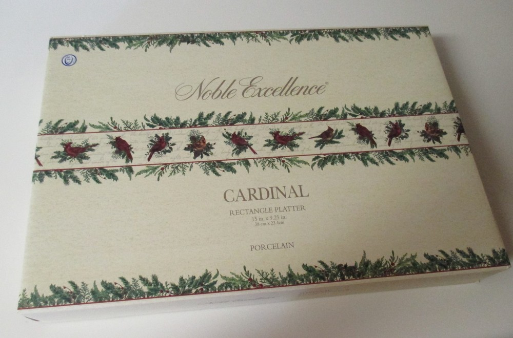 Noble Excellence CARDINAL Rectangular Holiday Platter Tray NIB