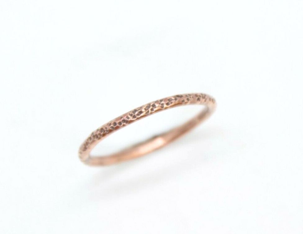 Copper Ring Stackable Hammered Rings Band Size 12.5 Promise Ring thin 2mm