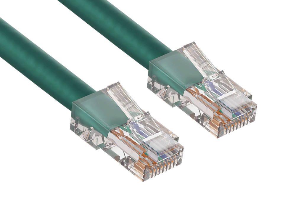 50ft Cat5e UTP Non-Booted Ethernet Network Patch Cable 24AWG Bare Copper, Green