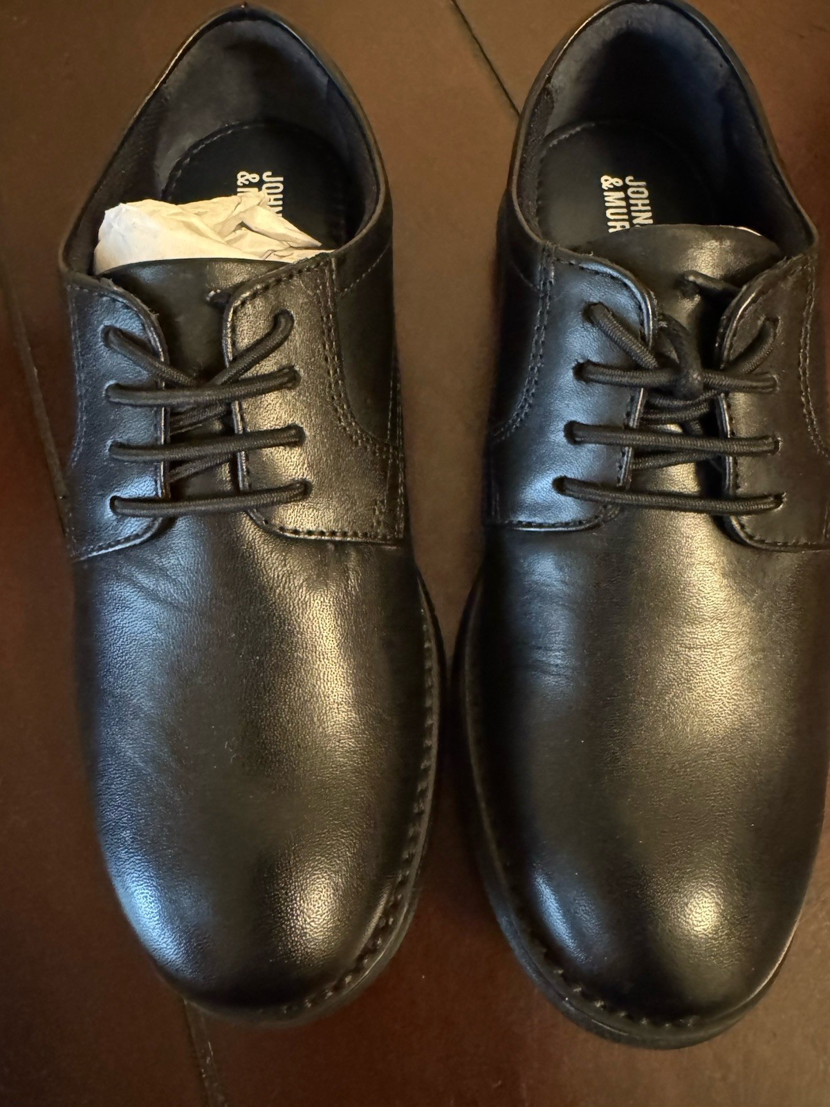 Johnston & Murphy Black Leather Lace Up Derby Dress Shoes28-8381 Boys Sz 12.5