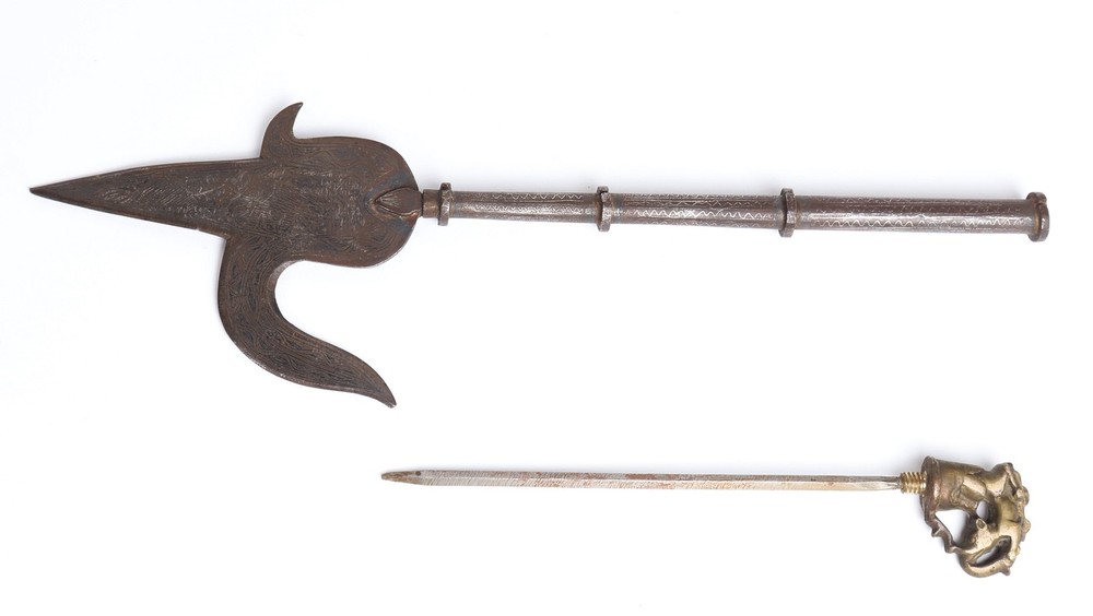 19th C. Steel Indian Elephant Goad Combination-Dagger