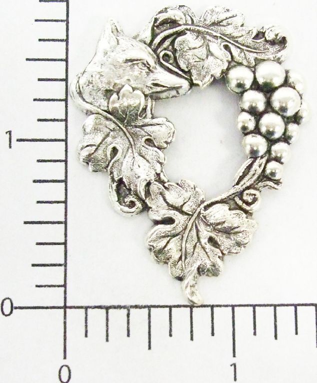 33954         Matte Silver Oxidized Victorian Fox & Grapes Jewelry Finding