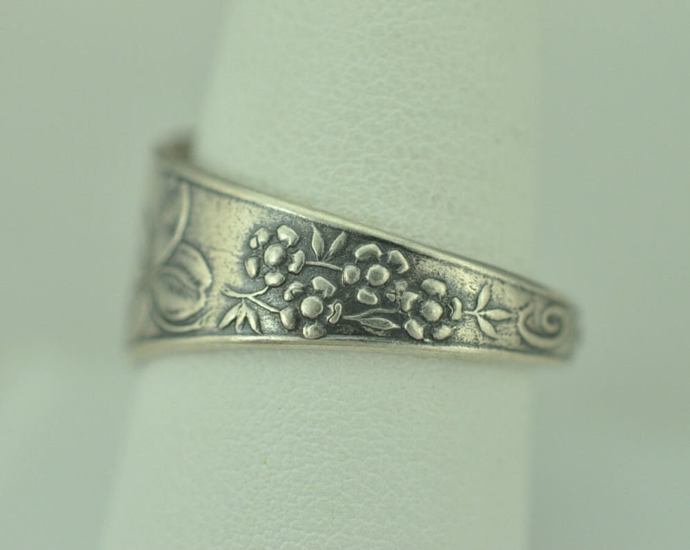 Solid 925 Sterling Silver Four-Leaf Clover Good Luck Adjustable Spoon Ring