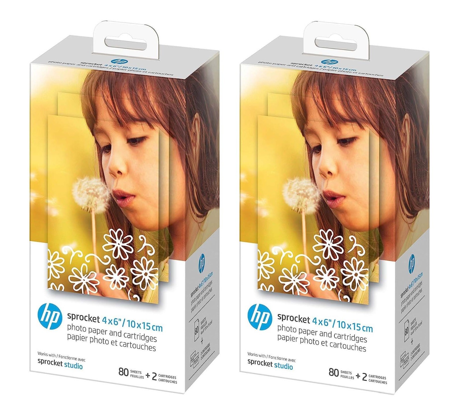 2 BOXES!!! HP Sprocket Studio 160 Sheets 4x6 Photo Paper & 4 Cartridges (total)